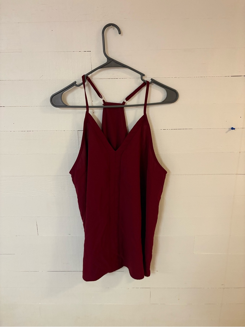 Burgundy Wine Strappy Racerback V Neck Tank Top Womens XL